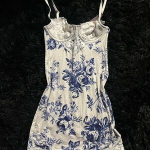 Victorias Secret Floral Blue and White Sleeveless Dress